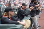 Sean Hjelle spotted in the San Francisco Giants dugout - Source: Getty